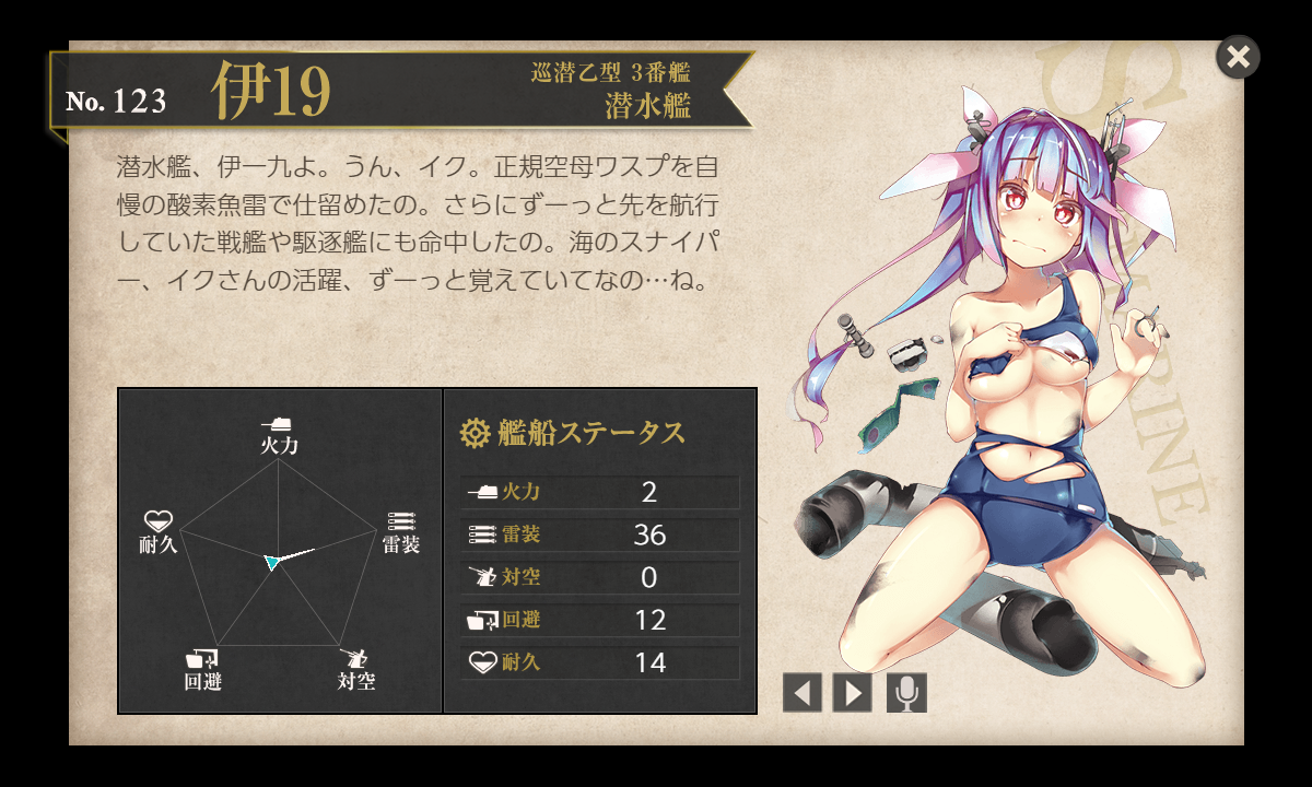 艦これ アズレン見比べ図鑑 巡潜乙型 3番艦 潜水艦 伊19 創られた庭 艦これ アズレン見比べ図鑑 巡潜乙型 3番艦 潜水艦 伊19 創られた庭