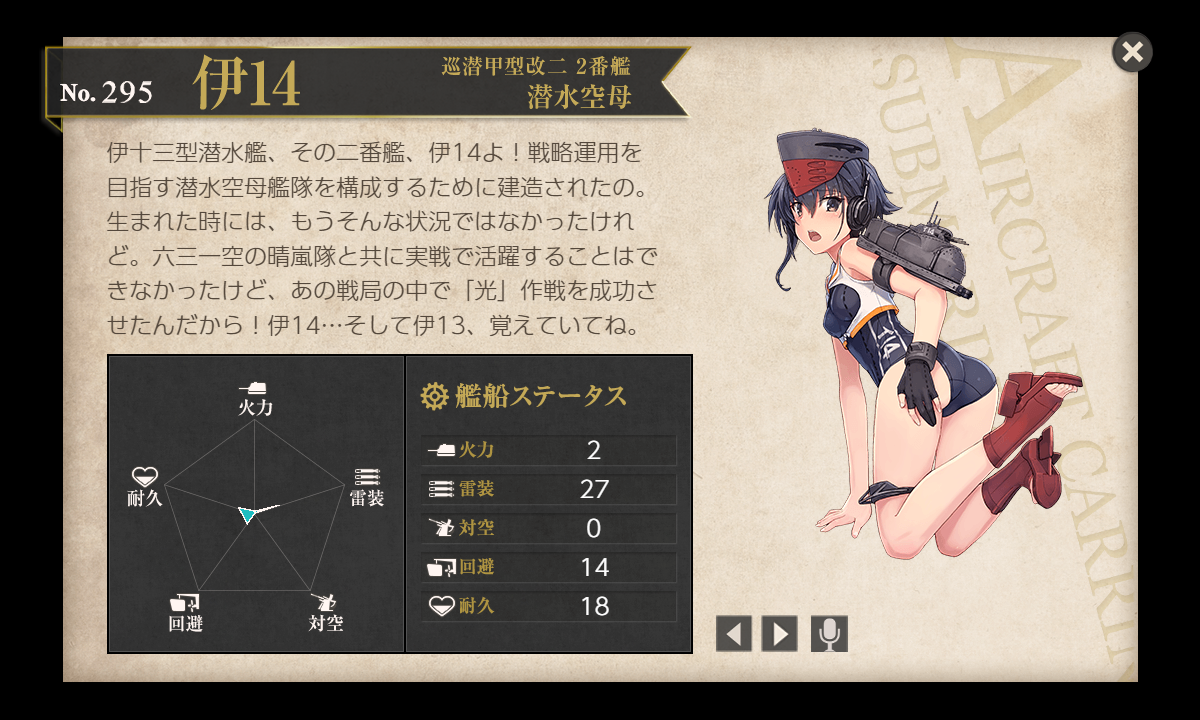 艦これ&アズレン見比べ図鑑】巡潜甲型改二 2番艦 潜水空母 伊14(改): 創られた庭