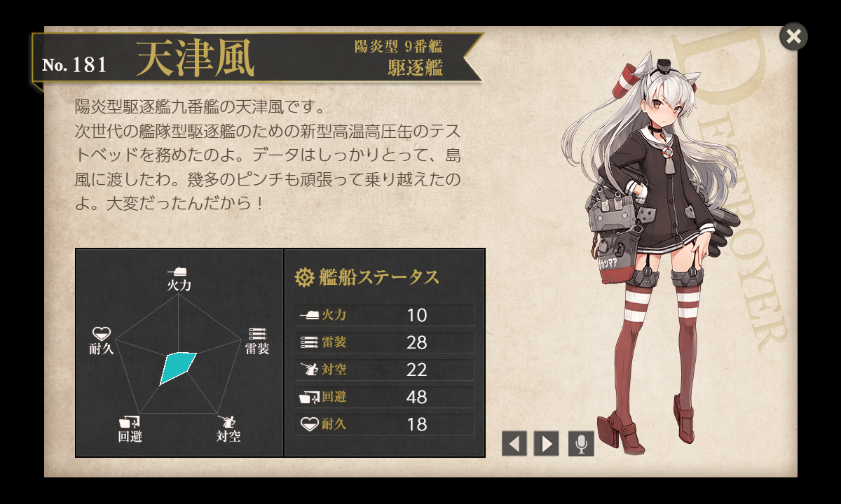 陽炎型駆逐艦9番艦　天津風　SSP 1枚